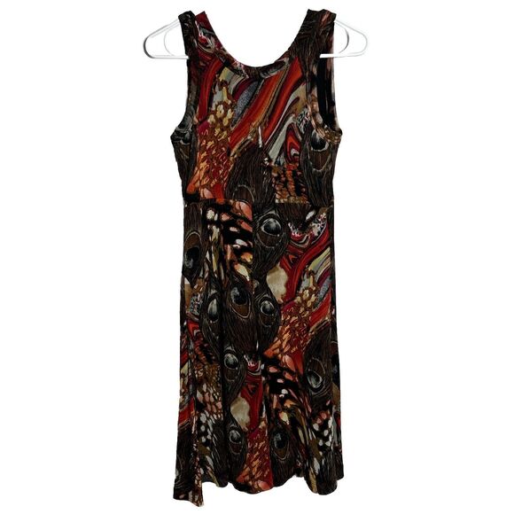 Y2K Abstract Boho Dress M Sleeveless Artsy Print Fall Festival Outfit - Picture 2 of 8